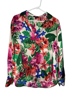 HAVER London Satin Button Up Blouse
